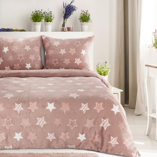 KOMPLET POŚCIELI FLANO 4 220 X 200 CM PUDROWY RÓŻ ze sklepu lenaodniemowlakadoszkolniaka.pl w kategorii Pościele - zdjęcie 187445814