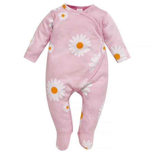 Pajacyk niemowlęcy Kopertowy DAISY różowy,stokrotki 68 ze sklepu lenaodniemowlakadoszkolniaka.pl w kategorii Pajacyki - zdjęcie 187450021