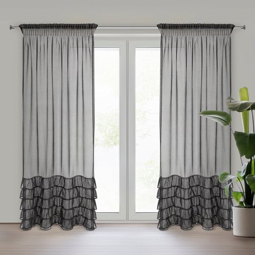 FIRANA GOTOWA CARLI NA TAŚMIE 140 X 250 CM CZARNY ze sklepu lenaodniemowlakadoszkolniaka.pl w kategorii Firany - zdjęcie 187450342