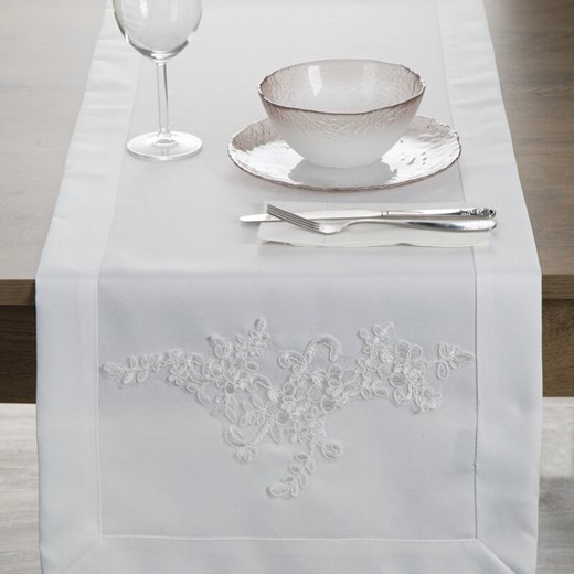 OBRUS BARI 40 X 140 CM BIAŁY ze sklepu lenaodniemowlakadoszkolniaka.pl w kategorii Obrusy i bieżniki - zdjęcie 187451882