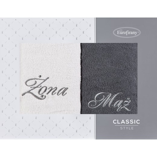 KOMPLET RĘCZNIKÓW MĄŻ ŻONA 47 X 37 X 7 CM SREBRNY ze sklepu lenaodniemowlakadoszkolniaka.pl w kategorii Ręczniki - zdjęcie 187456012