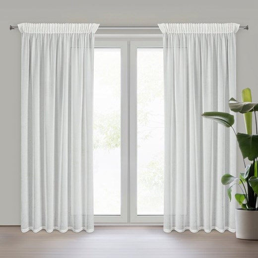 FIRANA GOTOWA HERA NA TAŚMIE 140 X 270 CM BIAŁY ze sklepu lenaodniemowlakadoszkolniaka.pl w kategorii Firany - zdjęcie 187459352