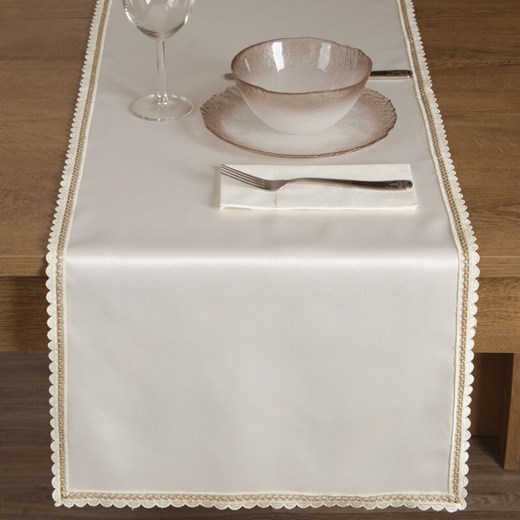 OBRUS LACE 40 X 180 CM KREMOWY ze sklepu lenaodniemowlakadoszkolniaka.pl w kategorii Obrusy i bieżniki - zdjęcie 187460392