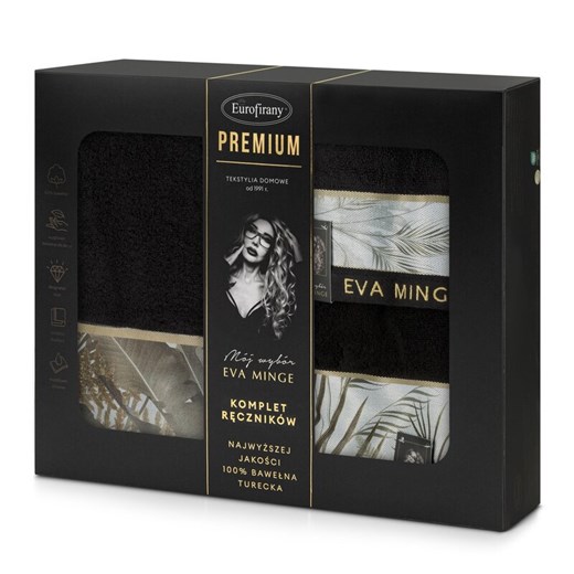 KOMPLET RĘCZNIKÓW EVA17 46 X 36 X 7 CM CZARNY ze sklepu lenaodniemowlakadoszkolniaka.pl w kategorii Ręczniki - zdjęcie 187463483
