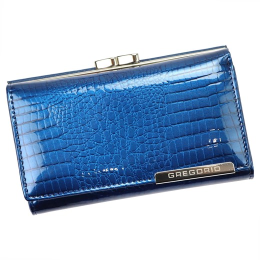 Gregorio portmonetka skóra naturalna niebieski lakierowana skóra węża - ze sklepu lenaodniemowlakadoszkolniaka.pl w kategorii Portfele damskie - zdjęcie 187465620