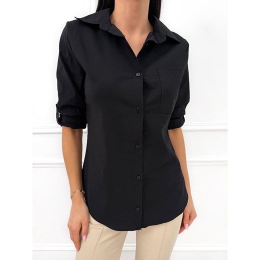 Czarna Damska Koszula Slim ze sklepu ModnaKiecka.pl w kategorii Koszule damskie - zdjęcie 187470174
