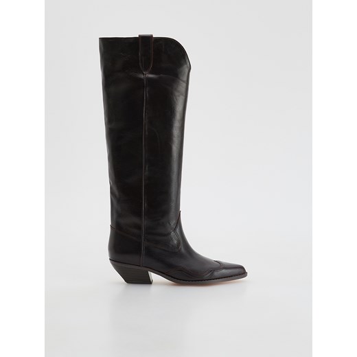 Reserved - Skórzane kozaki - bordowy ze sklepu Reserved w kategorii Kozaki damskie - zdjęcie 187470410