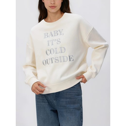 Reserved - Bluza z haftowanym napisem - złamana biel ze sklepu Reserved w kategorii Bluzy damskie - zdjęcie 187470522