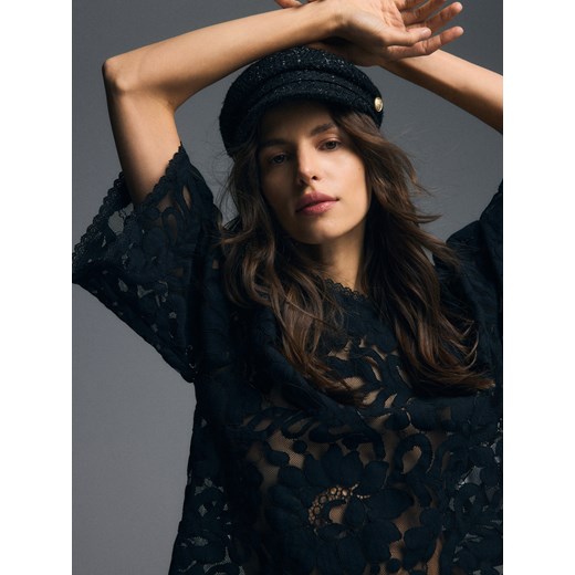 Reserved - Kaszkiet z wełną - czarny ze sklepu Reserved w kategorii Kaszkiety damskie - zdjęcie 187472723