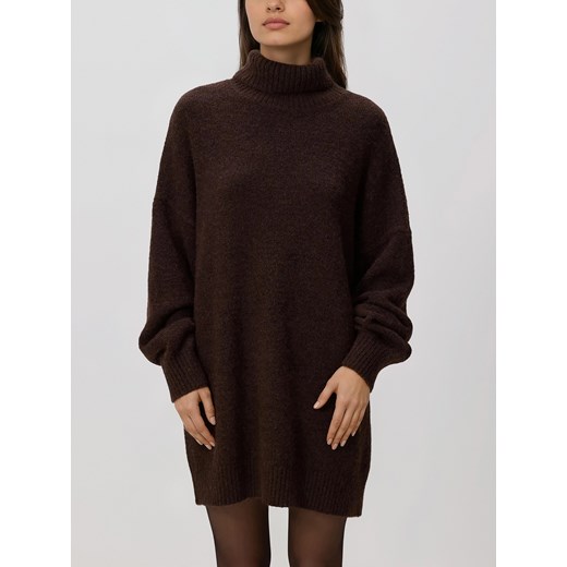 Reserved - Długi sweter z golfem - ciemnobrązowy ze sklepu Reserved w kategorii Swetry damskie - zdjęcie 187473951