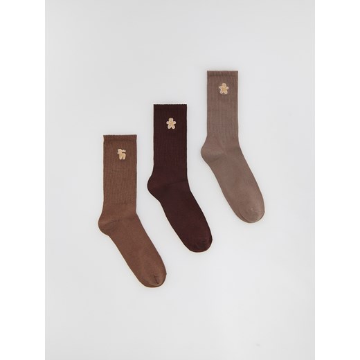 Reserved - 3 pack świątecznych skarpet - beżowy ze sklepu Reserved w kategorii Skarpetki męskie - zdjęcie 187473973