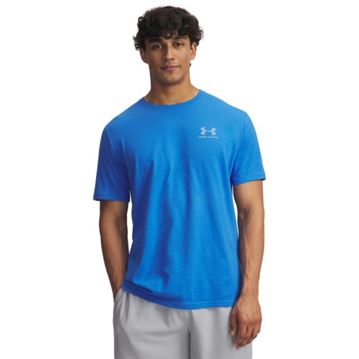 Męski t-shirt z nadrukiem Under Armour UA M Sportstyle LC SS - niebieski ze sklepu Sportstylestory.com w kategorii T-shirty męskie - zdjęcie 187475300