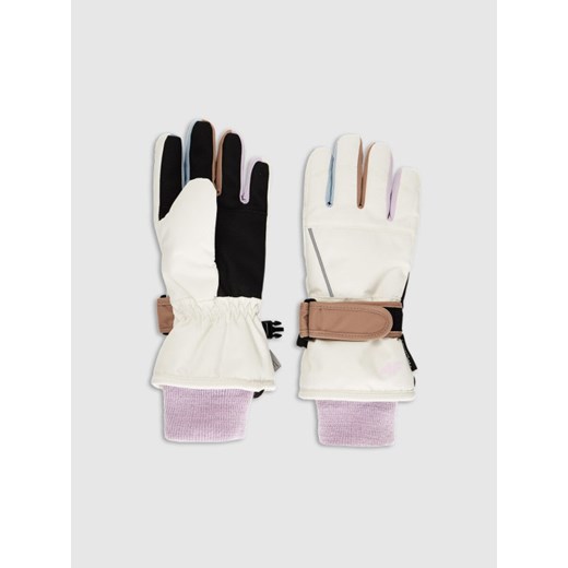 Dziecięce rękawice narciarskie Thinsulate 4F 4FJWAW25AFGLU200 - beżowe ze sklepu Sportstylestory.com w kategorii Rękawiczki dziecięce - zdjęcie 187475354