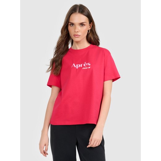 Damski t-shirt z nadrukiem 4F 4FRAW25TTSHF3410 - różowy ze sklepu Sportstylestory.com w kategorii Bluzki damskie - zdjęcie 187475443