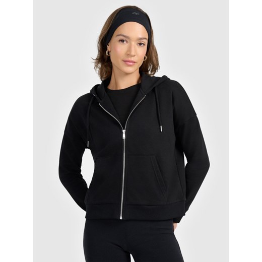 Damska bluza rozpinana z kapturem 4F 4FRAW25TSWSF2776 - czarna ze sklepu Sportstylestory.com w kategorii Bluzy damskie - zdjęcie 187475450