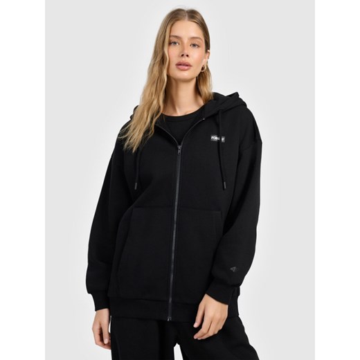 Damska bluza rozpinana z kapturem 4F 4FRAW25TSWSF2588 - czarna ze sklepu Sportstylestory.com w kategorii Bluzy damskie - zdjęcie 187475504