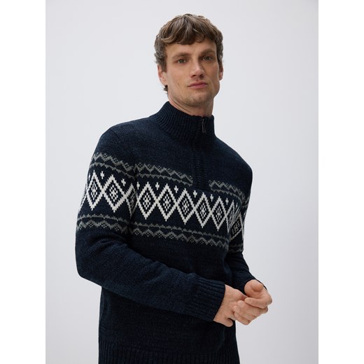Reserved - Sweter z golfem - granatowy ze sklepu Reserved w kategorii Swetry męskie - zdjęcie 187476393