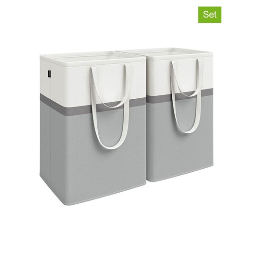 Songmics Kosze (2 szt.) w kolorze szaro-białym na pranie - 45 x 65 x 40 cm ze sklepu Limango Polska w kategorii Akcesoria łazienkowe - zdjęcie 187476892