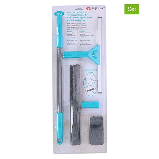 Alpina 5-częściowy zestaw w kolorze szaro-turkusowym do mycia okien ze sklepu Limango Polska w kategorii Akcesoria kuchenne - zdjęcie 187476991