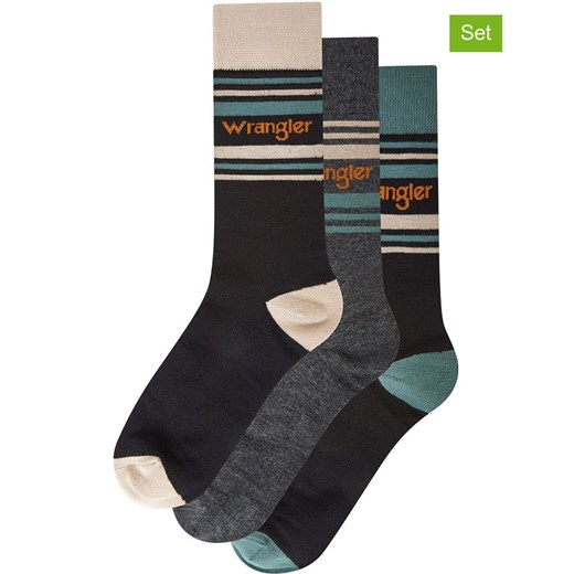 Wrangler Skarpety (3 pary) &quot;Sven&quot; w kolorze czarno-turkusowo-beżowym Wrangler 43-46 promocja Limango Polska