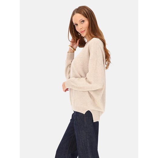 Ciepły wełniany beżowy sweter damski L'AF Frankie ze sklepu Eye For Fashion w kategorii Swetry damskie - zdjęcie 187478144
