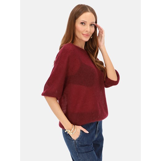 Bordowy sweter moherowy damski L'AF Era ze sklepu Eye For Fashion w kategorii Swetry damskie - zdjęcie 187478162