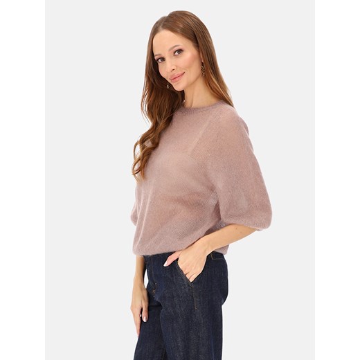 Beżowy sweter moherowy damski L'AF Era ze sklepu Eye For Fashion w kategorii Swetry damskie - zdjęcie 187478164