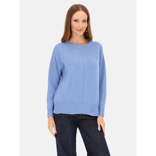 Niebieski sweter dzianinowy z wełną i kaszmirem L’AF Klara ze sklepu Eye For Fashion w kategorii Swetry damskie - zdjęcie 187478171