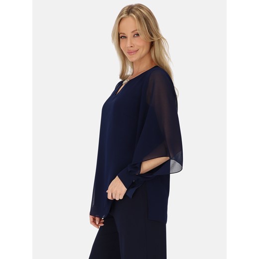 Granatowa elegancka bluzka damska Potis & Verso Arina ze sklepu Eye For Fashion w kategorii Bluzki damskie - zdjęcie 187478172