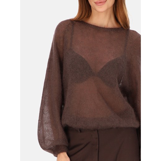 Brązowy lekki sweter damski moherowy L’AF Kora ze sklepu Eye For Fashion w kategorii Swetry damskie - zdjęcie 187478183