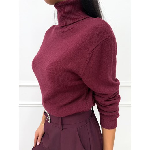 Bordowy Klasyczny Golf Modnakiecka.pl L/XL ModnaKiecka.pl