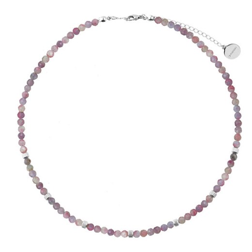 Damski naszyjnik z różowymi turmalinami srebrne wykończenie stal szlachetna ze sklepu manoki.pl w kategorii Naszyjniki - zdjęcie 187478524