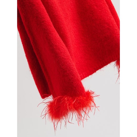 Reserved - Sweter z ozdobnym detalem - czerwony Reserved XL Reserved