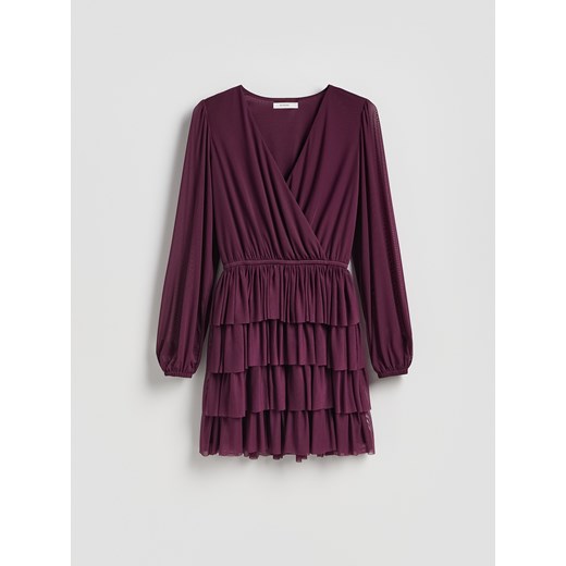 Reserved - Sukienka mini w groszki - ciemnofioletowy Reserved L Reserved