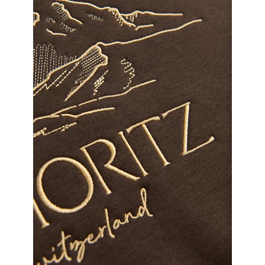 Reserved - Bluza z haftem - ciemnobrązowy Reserved S Reserved
