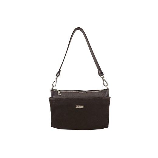 Pojemna torebka listonoszka ze skóry i zamszu - Brązowa ciemna ze sklepu butyolivier w kategorii Listonoszki - zdjęcie 187479392