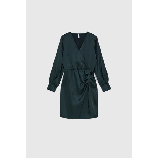 Sukienka z marszczeniem na biodrach zielona  Moodo.pl