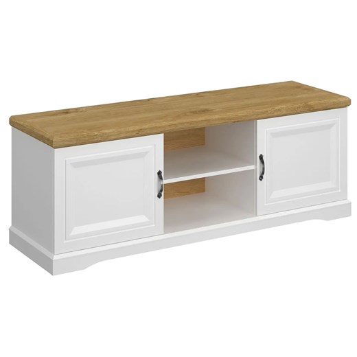 Klasyczna szafka RTV do salonu biały + dąb harbor W5-T95 ze sklepu Edinos.pl w kategorii Szafki RTV - zdjęcie 187480340