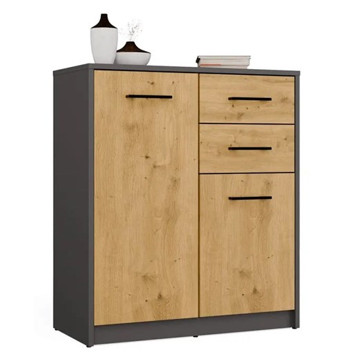 Nowoczesna komoda dąb artisan+antracyt R1-R72 ze sklepu Edinos.pl w kategorii Komody - zdjęcie 187480351