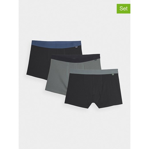 4F Bokserki (3 pary) w kolorze czarno-szaro-niebieskim S wyprzedaż Limango Polska