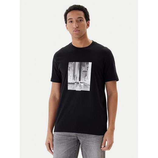 HUGO T-Shirt Deyss 50553755 Czarny Regular Fit ze sklepu MODIVO w kategorii T-shirty męskie - zdjęcie 187481200