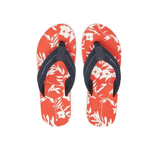 Tommy Hilfiger Japonki Hilfiger Flw Print Beach Sandal FM0FM05507 Granatowy ze sklepu MODIVO w kategorii Klapki męskie - zdjęcie 187481334