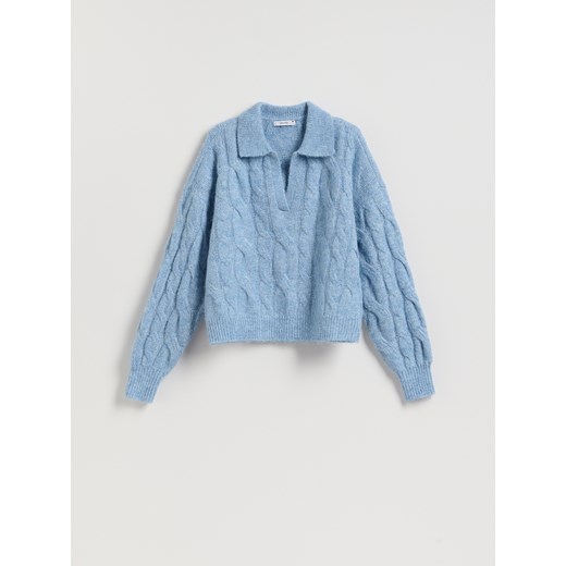 Reserved - Sweter z kołnierzykiem - jasnoniebieski Reserved S Reserved