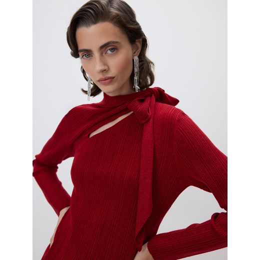 Reserved - Sweter z ozdobnym wiązaniem - czerwony ze sklepu Reserved w kategorii Bluzki damskie - zdjęcie 187482091