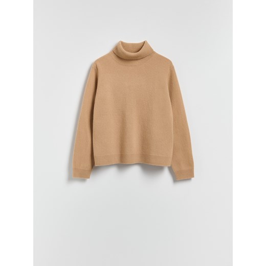Reserved - Wełniany sweter z golfem - beżowy ze sklepu Reserved w kategorii Swetry damskie - zdjęcie 187482273