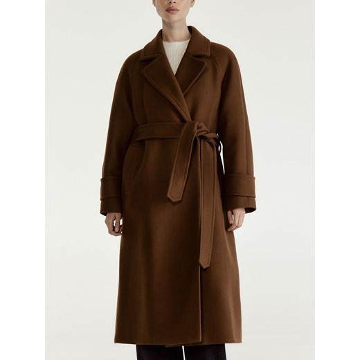 Reserved - Płaszcz z wełną Manteco - brązowy ze sklepu Reserved w kategorii Płaszcze damskie - zdjęcie 187482340