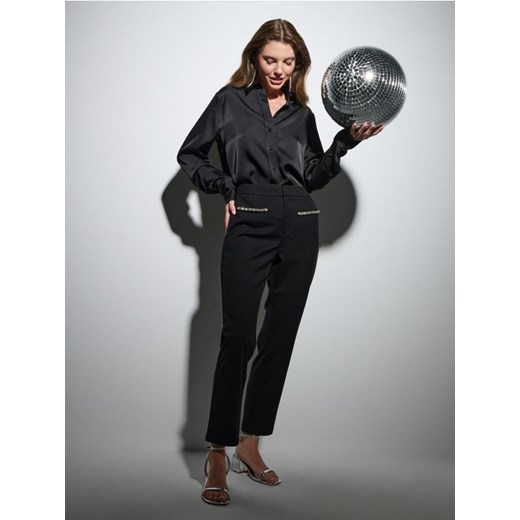 Sinsay - Spodnie z biżuteryjnymi elementami - czarny ze sklepu Sinsay w kategorii Spodnie damskie - zdjęcie 187482573