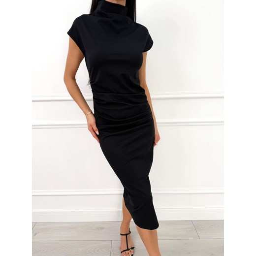 Czarna Elegancka Sukienka ze Stójką ze sklepu ModnaKiecka.pl w kategorii Sukienki - zdjęcie 187482683
