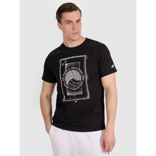 Męski t-shirt z nadrukiem 4F 4FRAW25TTSHM3236 - czarny ze sklepu Sportstylestory.com w kategorii T-shirty męskie - zdjęcie 187482770