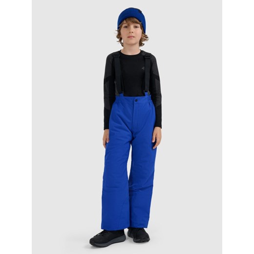 Chłopięce spodnie narciarskie 4F 4FJRAW25TFTRM1245 - niebieskie ze sklepu Sportstylestory.com w kategorii Spodnie chłopięce - zdjęcie 187482803
